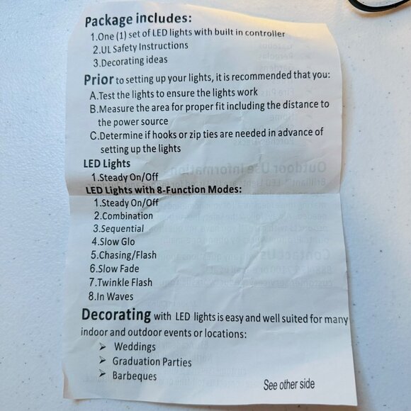 Christmas String Lights 100-Count LED  Indoor Outdoor Use Warm White Green Wire - Picture 7 of 9